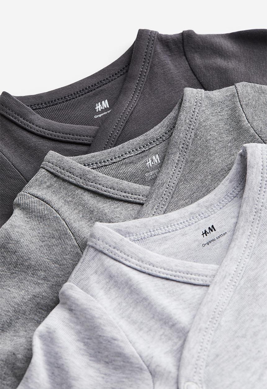 H&M - 5-pack wrapover bodysuits - grey,white