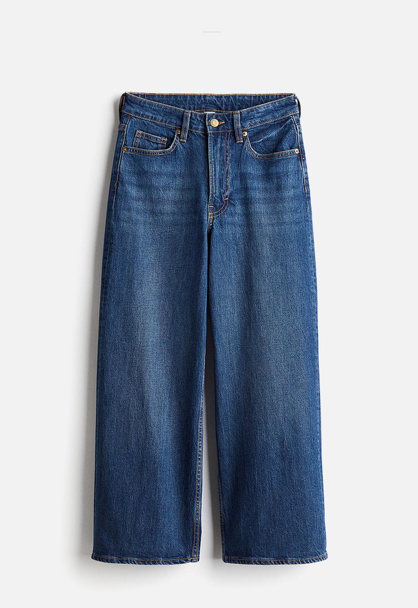 H&M - Wide high cropped jeans - denim blue