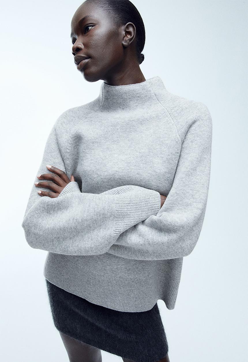 H&M - Wool-blend turtleneck jumper - grey marl