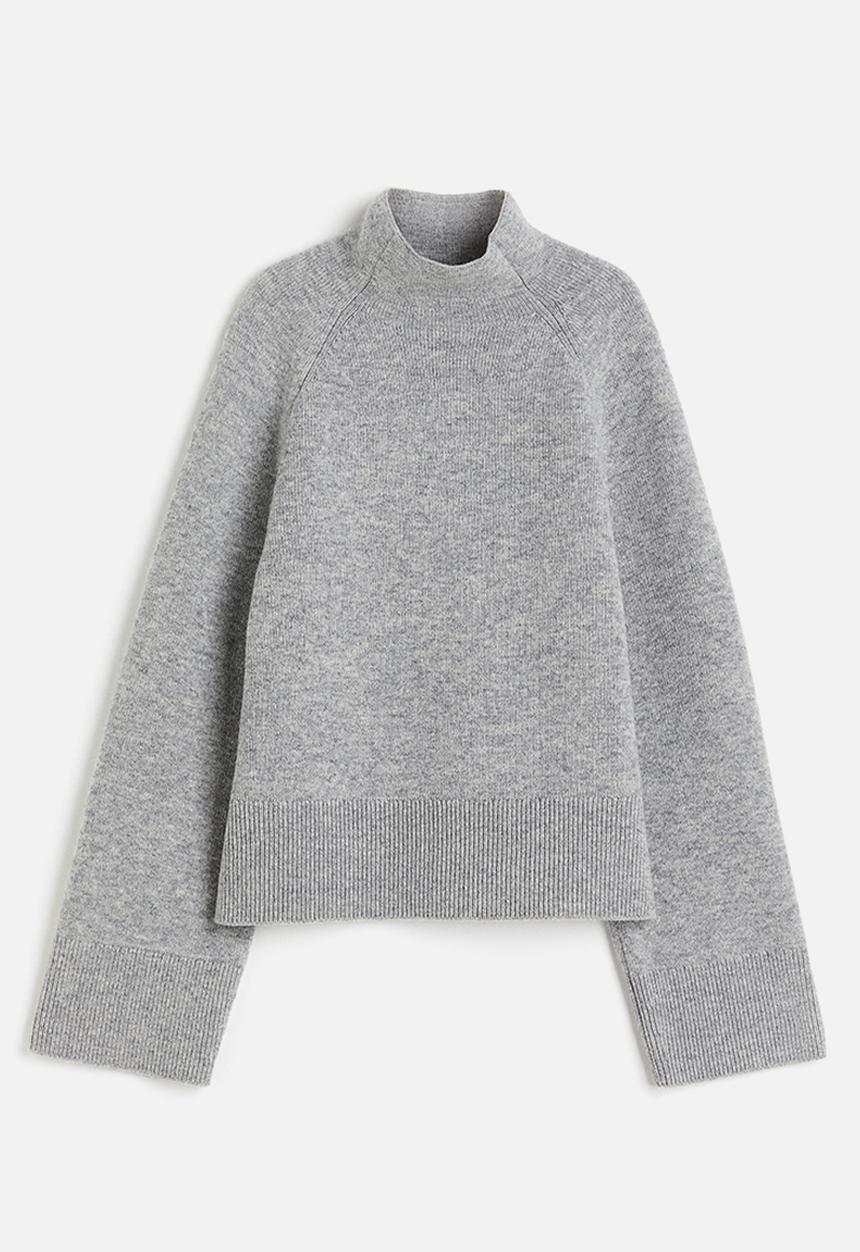 H&M - Wool-blend turtleneck jumper - grey marl