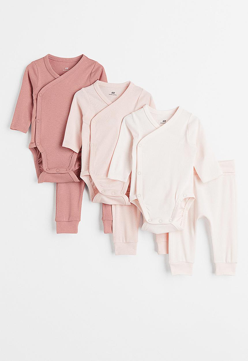 H&M - 6-piece cotton set - pink & white