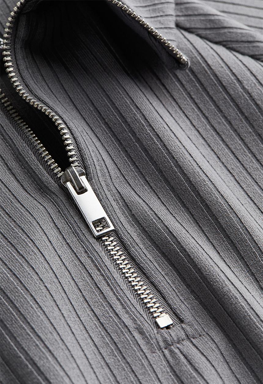 H&M - Zip-top ribbed dress - dark grey