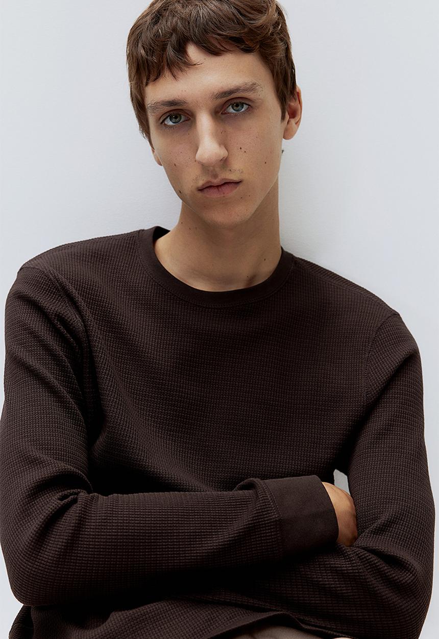 H&M - Slim fit waffled jersey top - brown