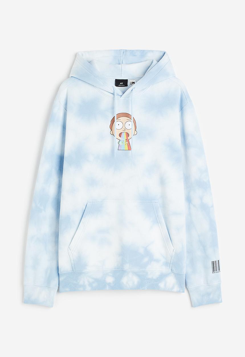 H&M - Regular fit hoodie - light blue/rick and morty