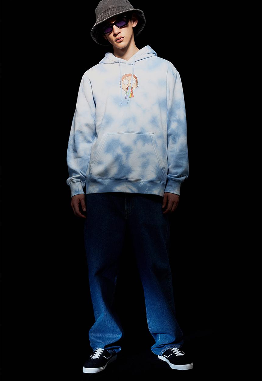 H&M - Regular fit hoodie - light blue/rick and morty