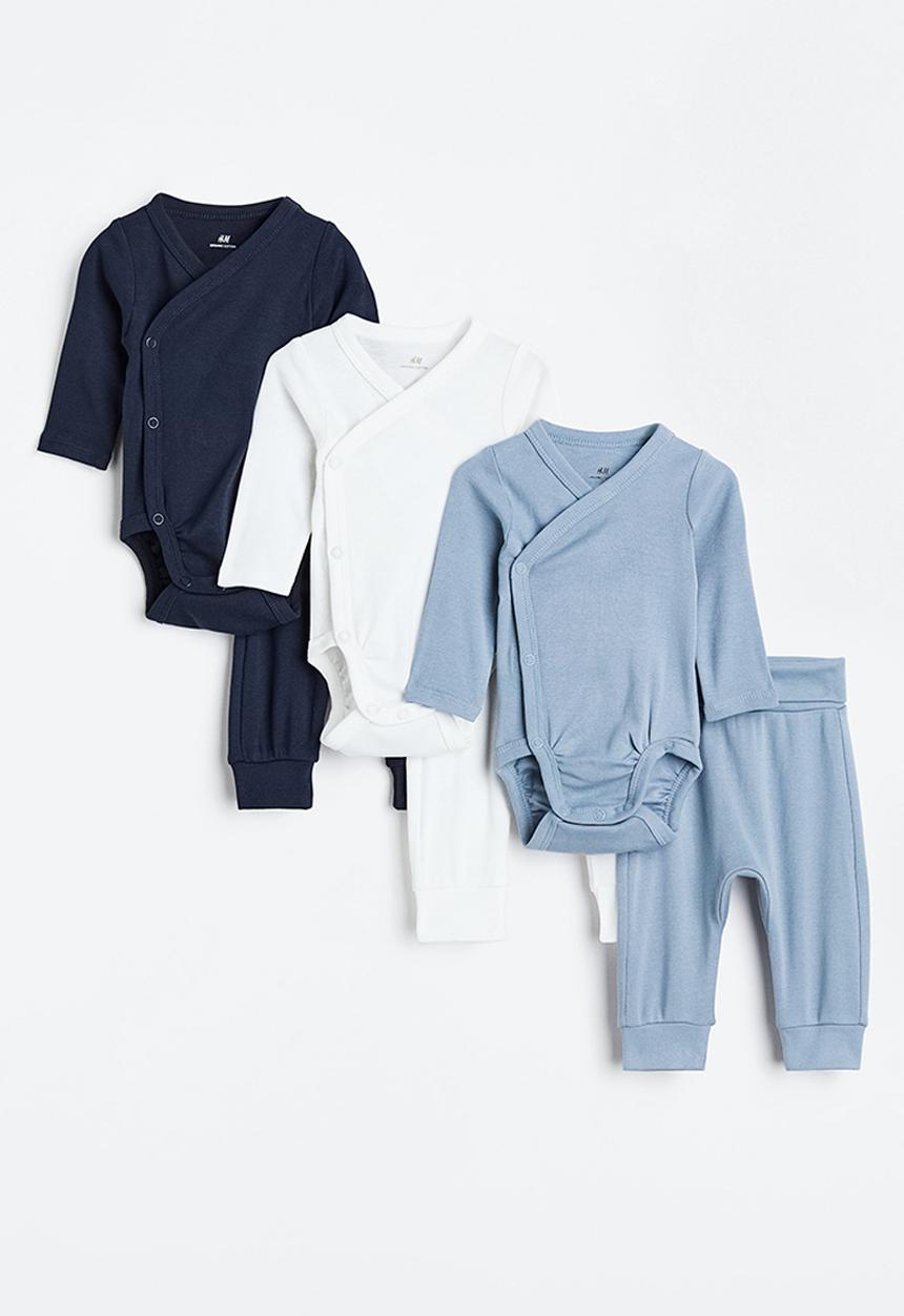 H&M - 6-piece cotton set - blue & white