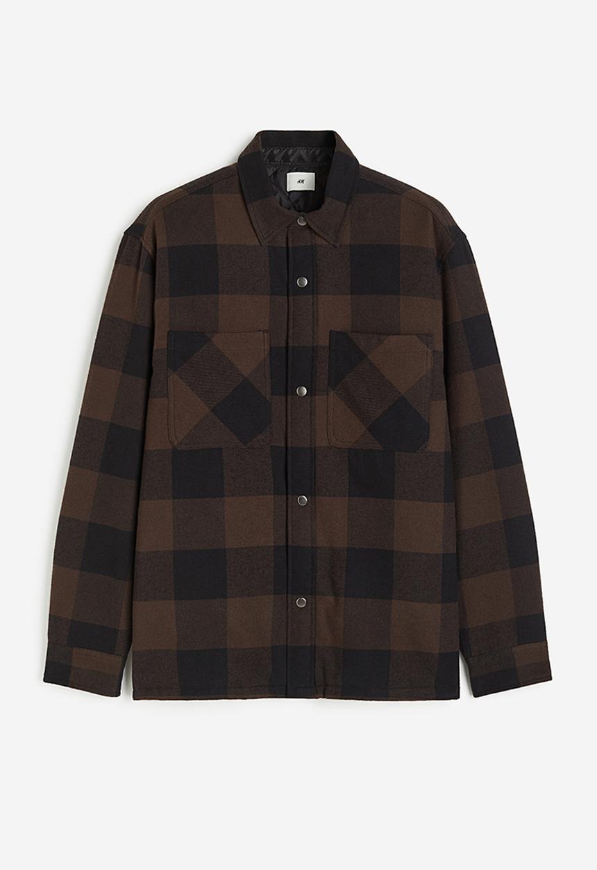 H&M - Padded overshirt - brown/checked 