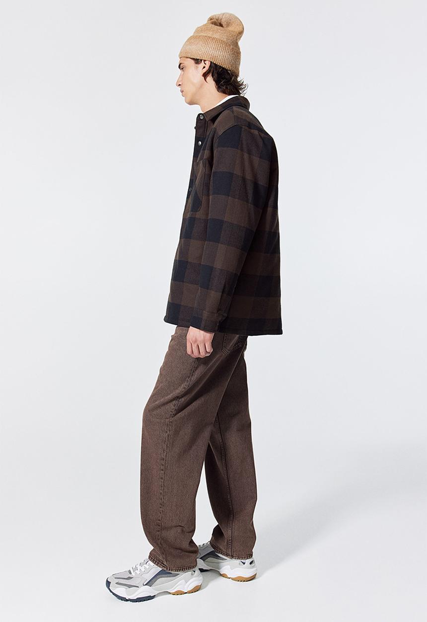 H&M - Padded overshirt - brown/checked 