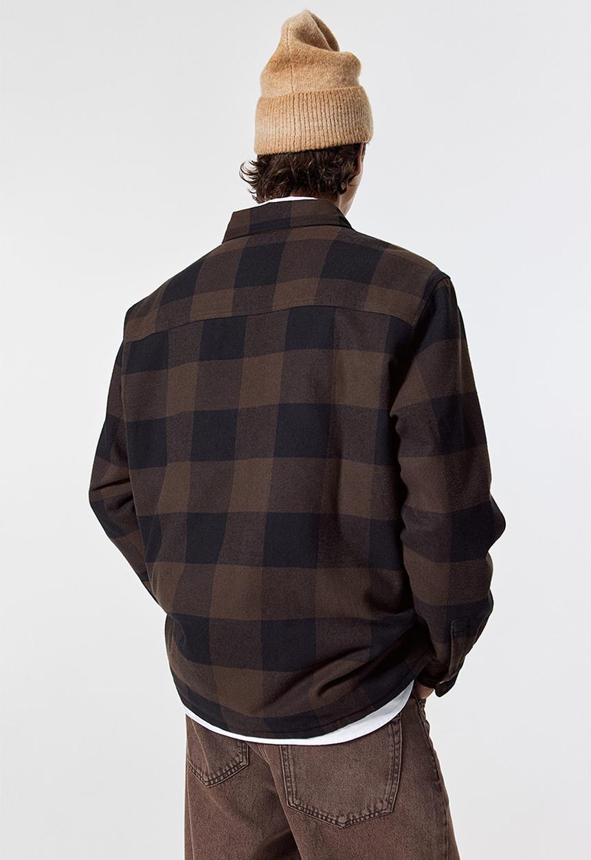 H&M - Padded overshirt - brown/checked 