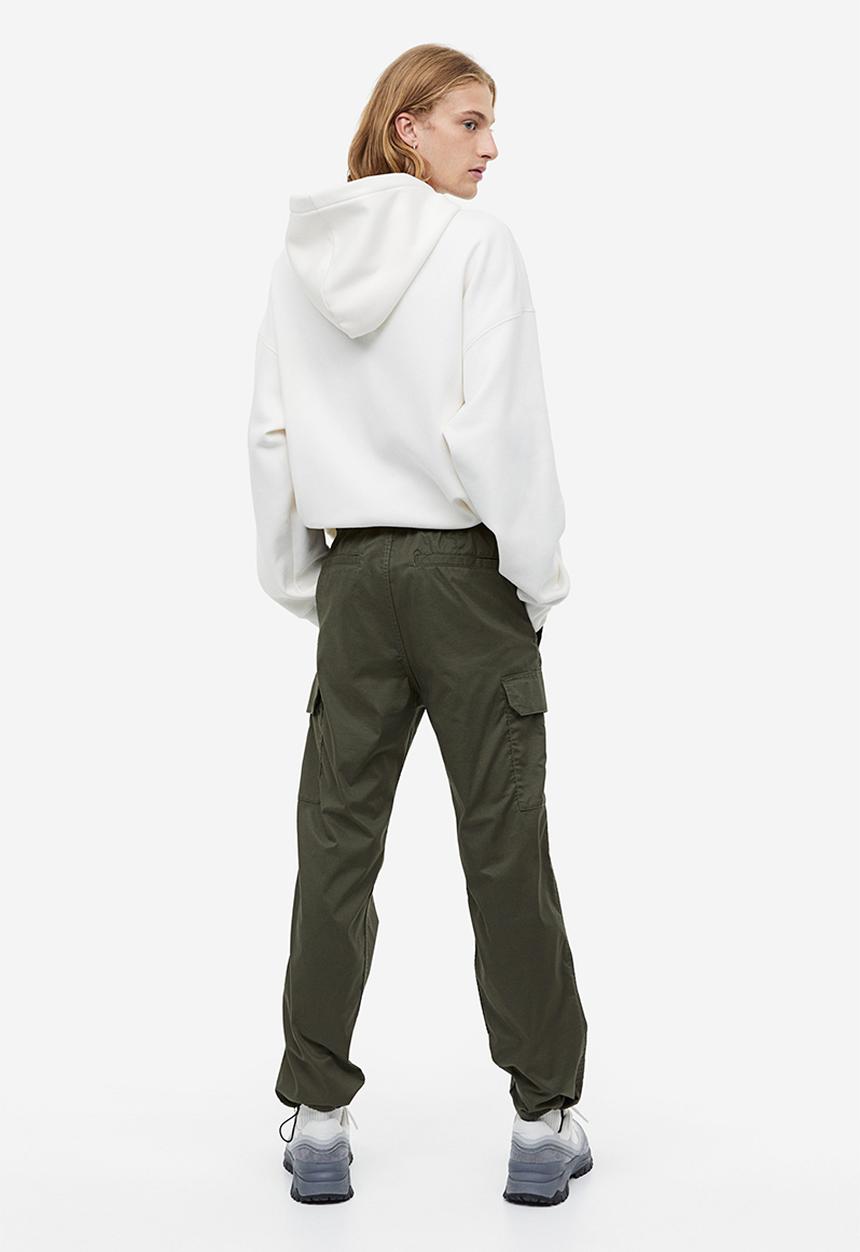 H&M - Regular fit ripstop cargo trousers - dark khaki green