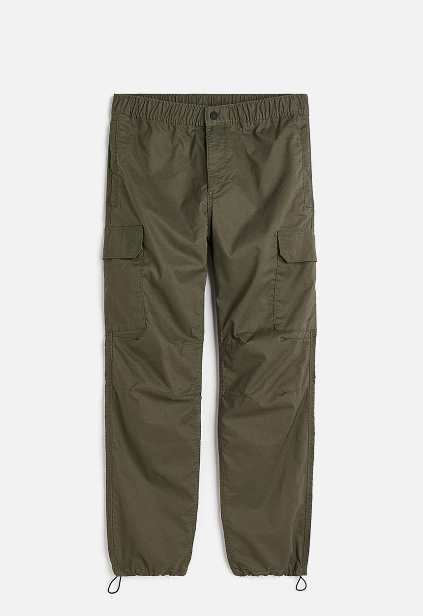 H&M - Regular fit ripstop cargo trousers - dark khaki green