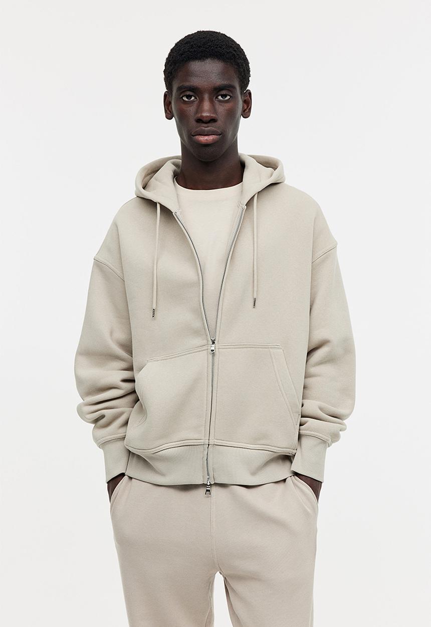 H&M - Oversized fit zip-through hoodie - beige