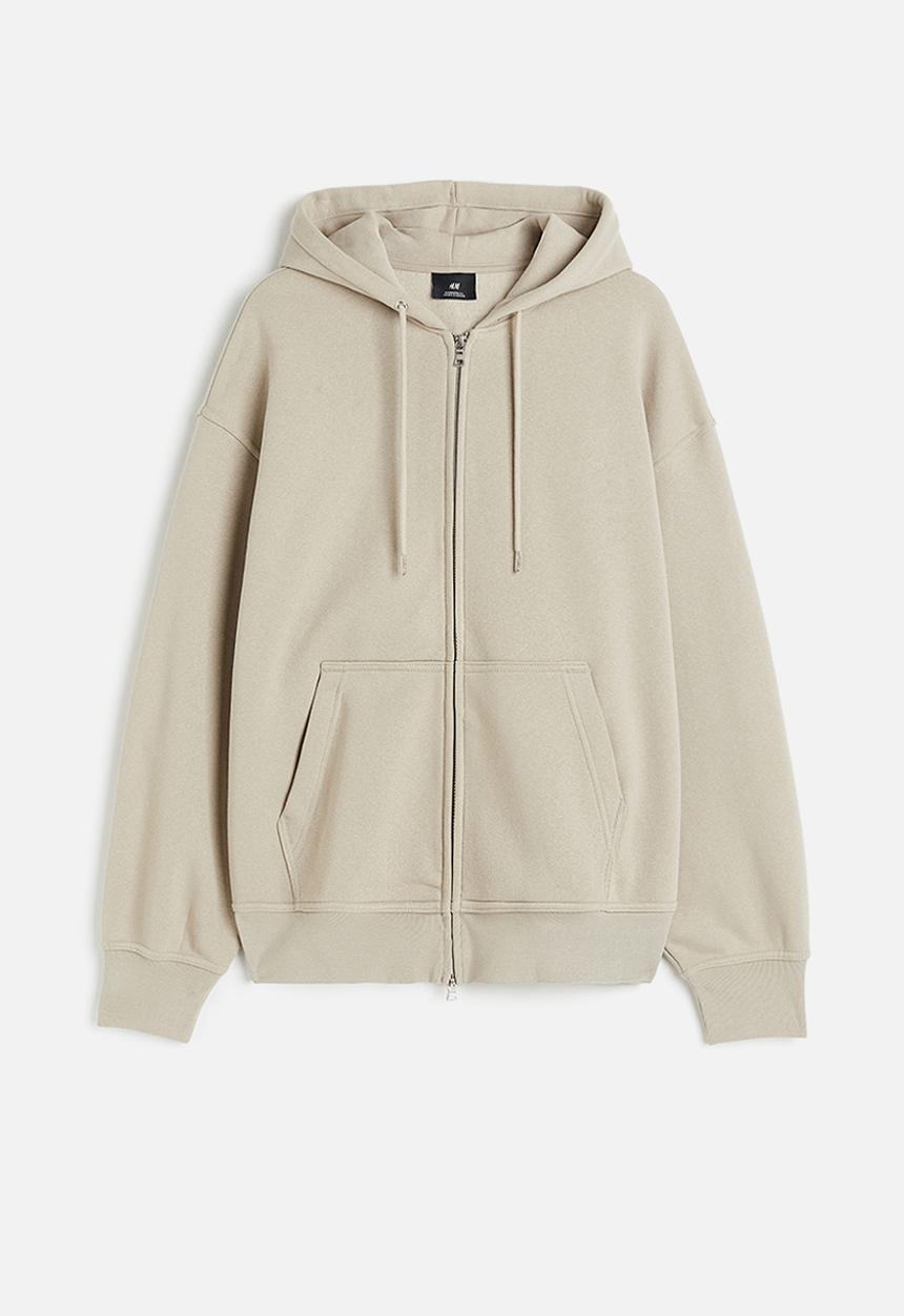 H&M - Oversized fit zip-through hoodie - beige