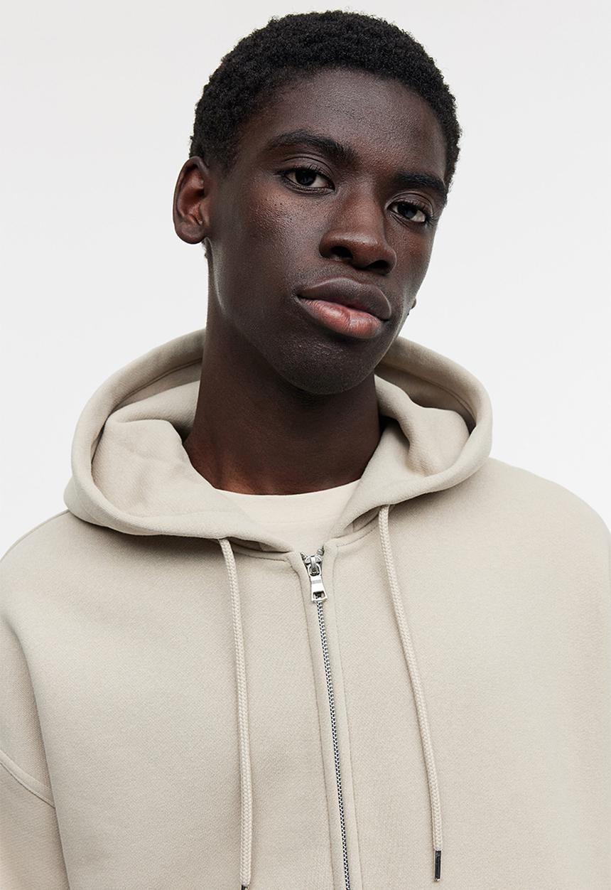 H&M - Oversized fit zip-through hoodie - beige