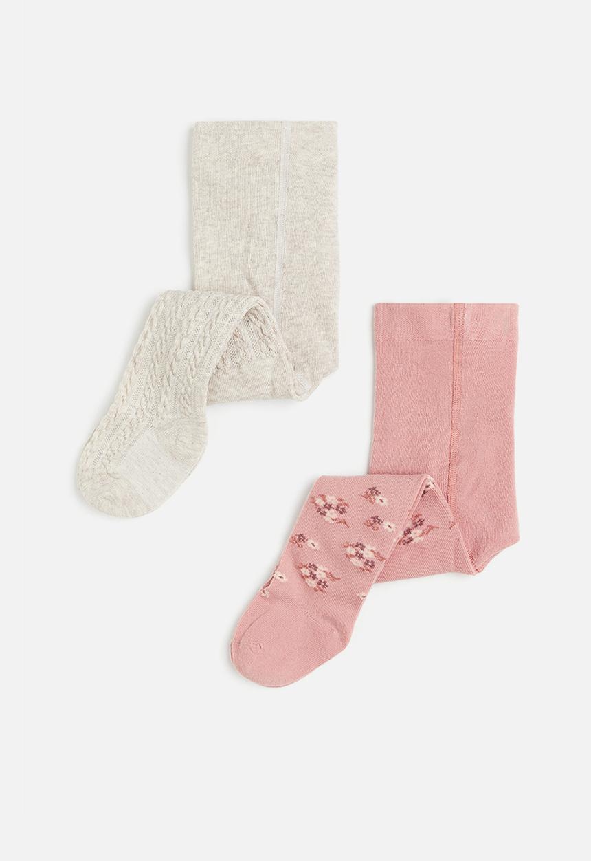 H&M - 2-pack tights - pink & beige