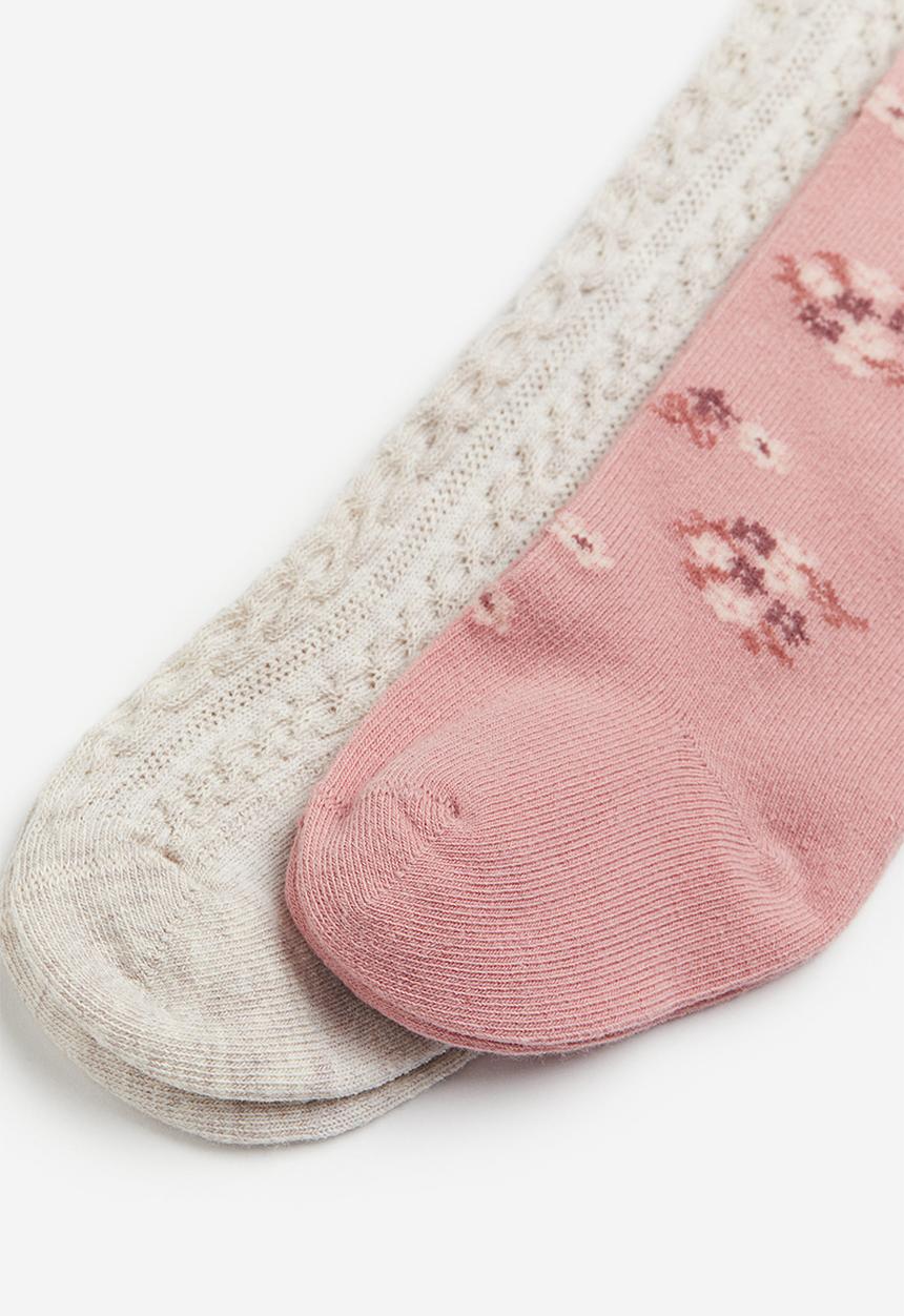 H&M - 2-pack tights - pink & beige