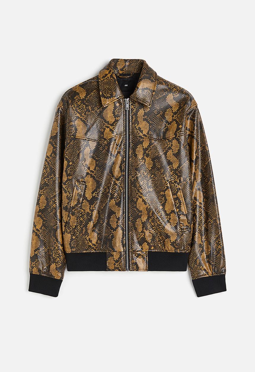 H&M - Slim fit coated jacket - brown/snakeskin-patterned
