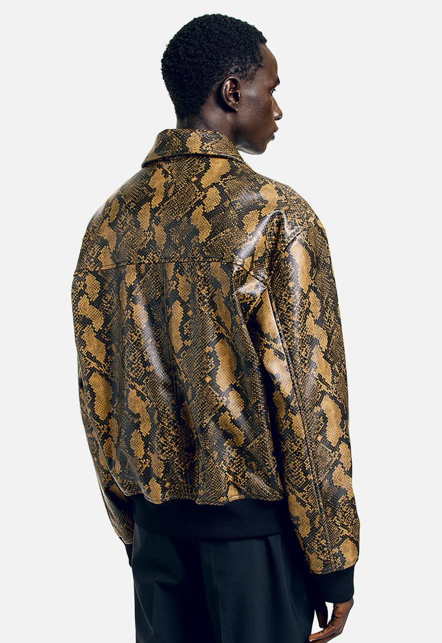 H&M - Slim fit coated jacket - brown/snakeskin-patterned