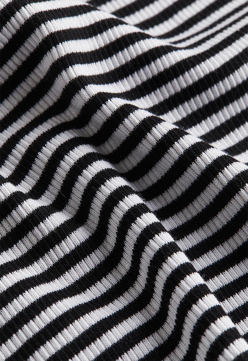 H&M - Ribbed jersey top - black/striped