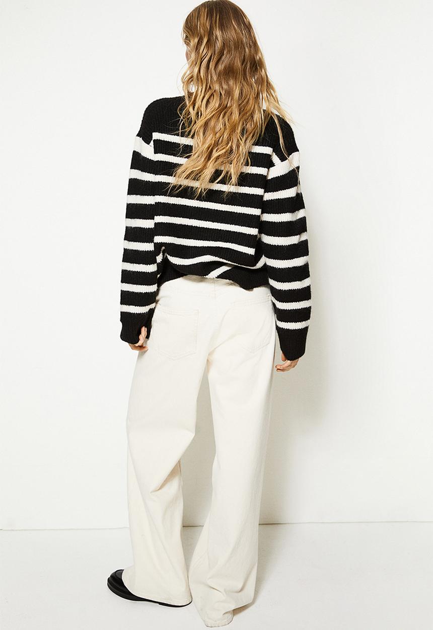 H&M - Rib-knit jumper - black striped