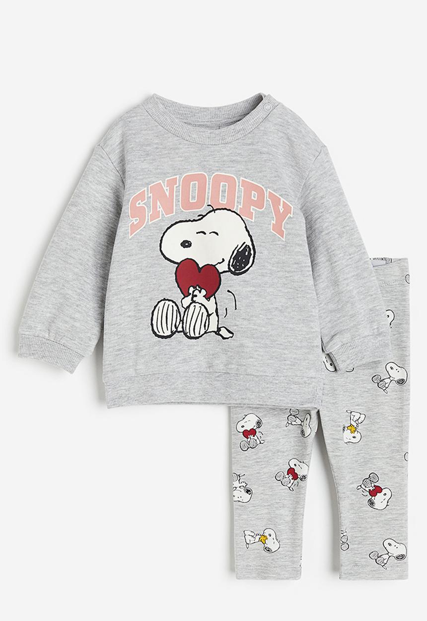 H&M - 2-piece printed cotton set - grey