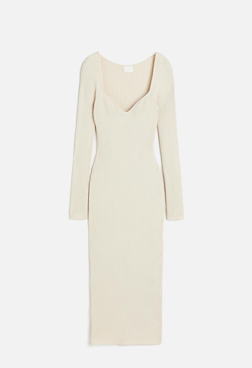 H&M - Rib-knit dress - light beige