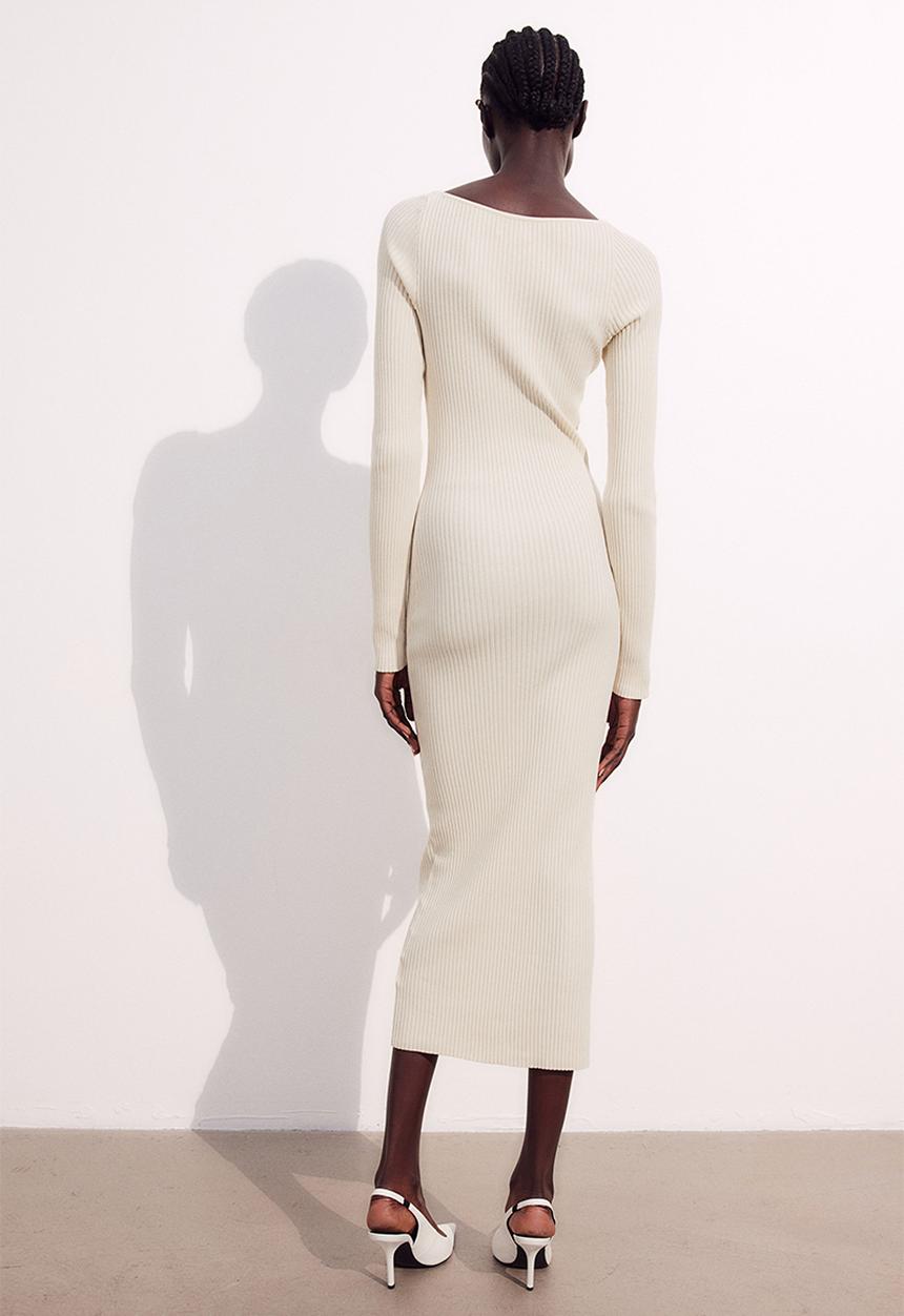 H&M - Rib-knit dress - light beige