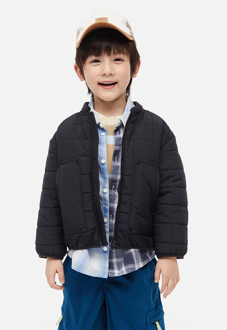 H&M - Quilted jacket with a hood - black
