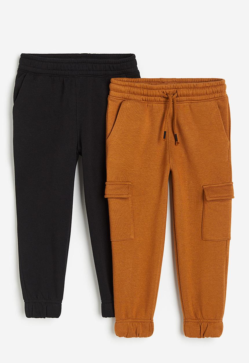 H&M - 2-pack joggers - black,brown