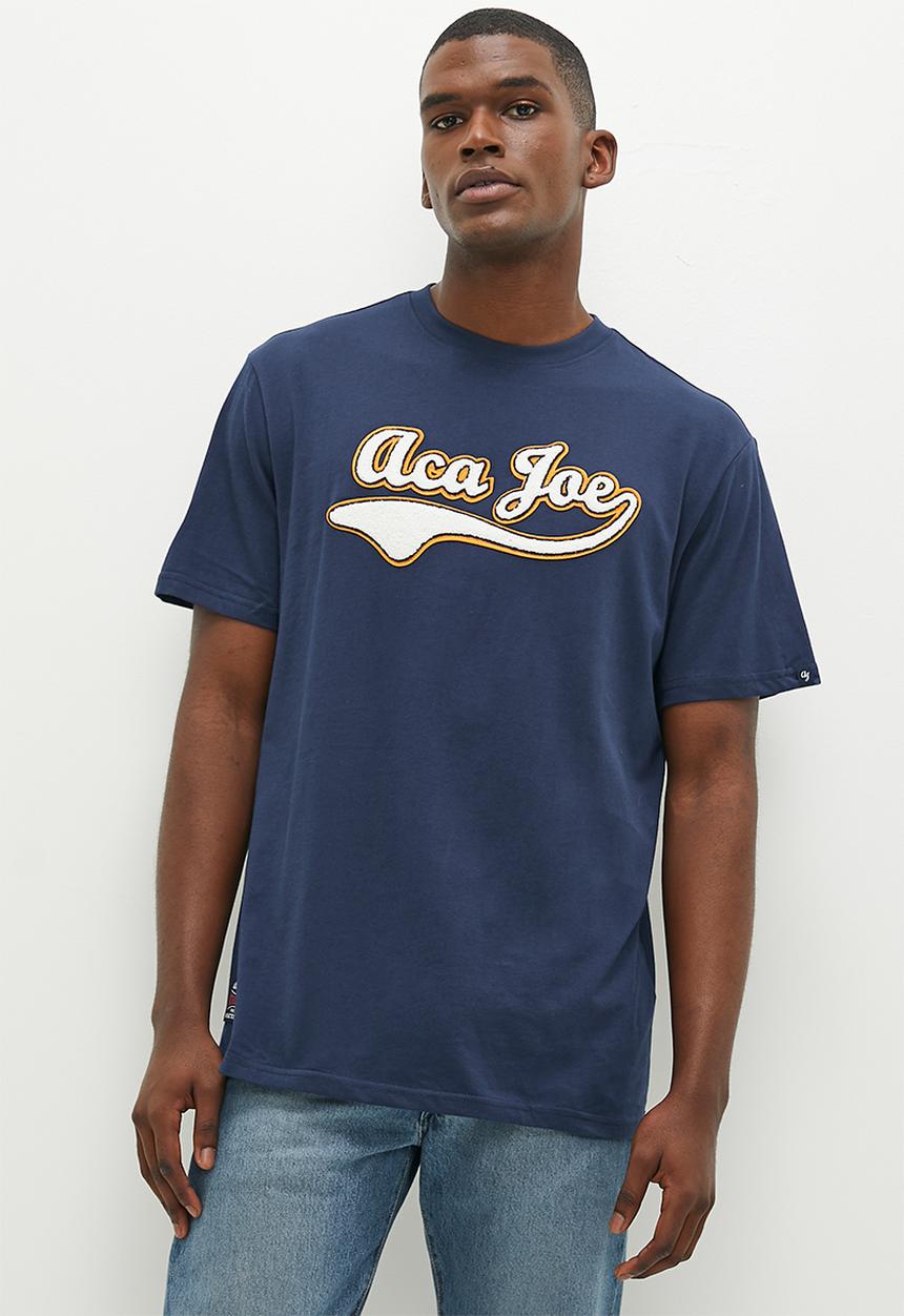 Aca Joe - Mens Aca Joe Towelling Applique Crew Tee Short Sleeve - Dress Blue