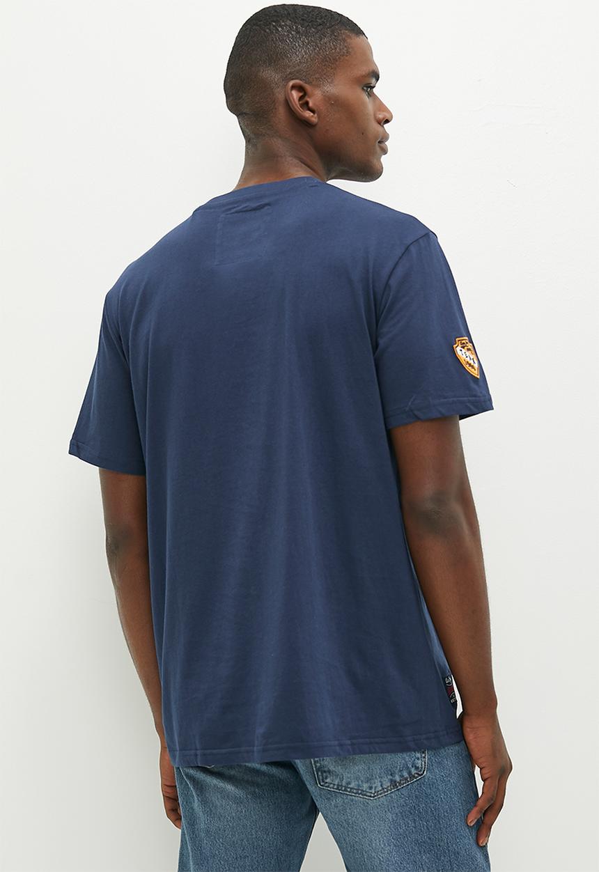 Aca Joe - Mens Aca Joe Towelling Applique Crew Tee Short Sleeve - Dress Blue