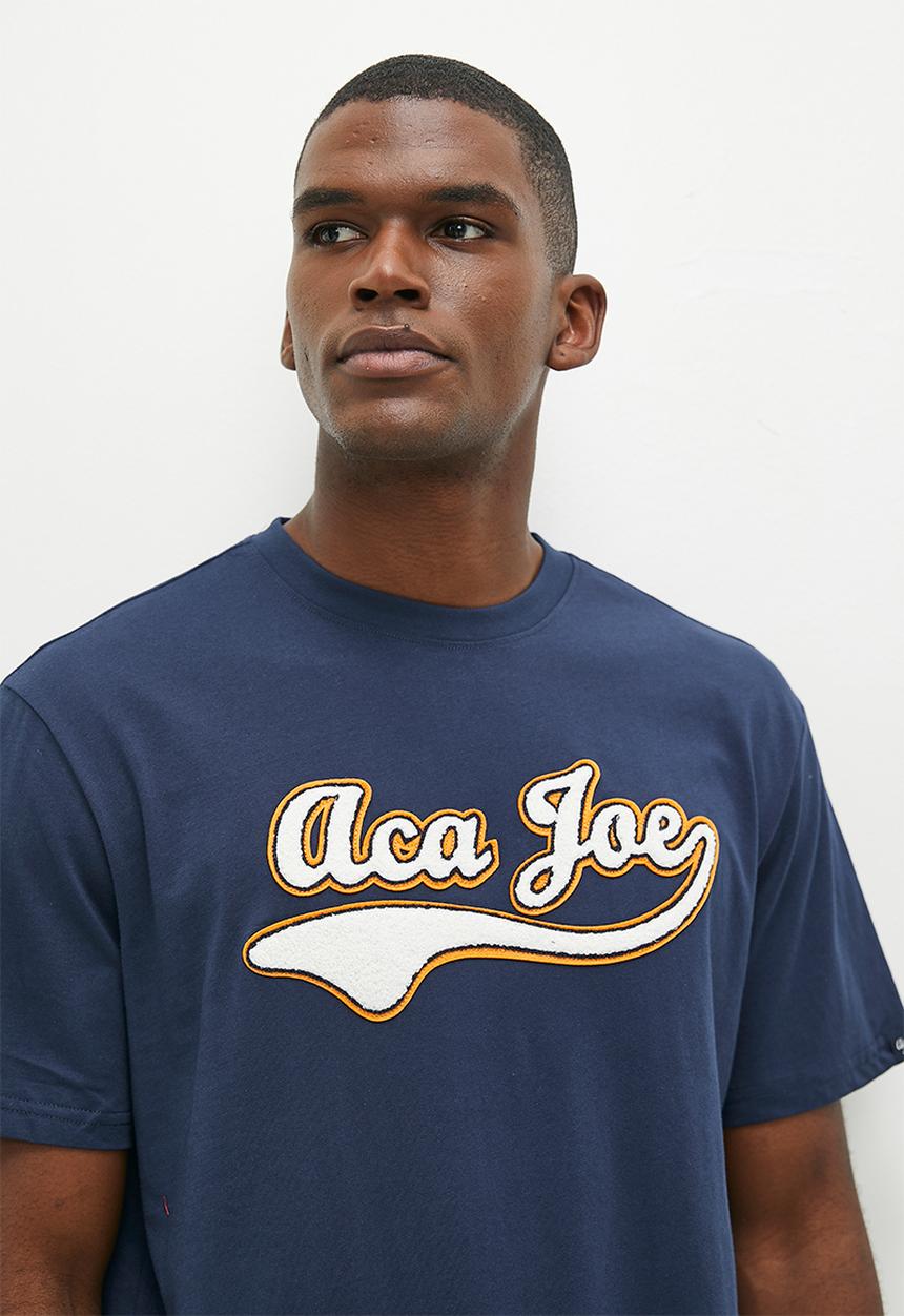 Aca Joe - Mens Aca Joe Towelling Applique Crew Tee Short Sleeve - Dress Blue