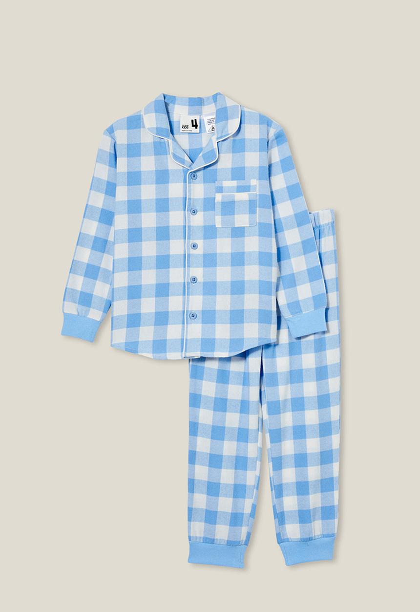 Cotton On - William long sleeve pyjama set - dusk blue/gingham