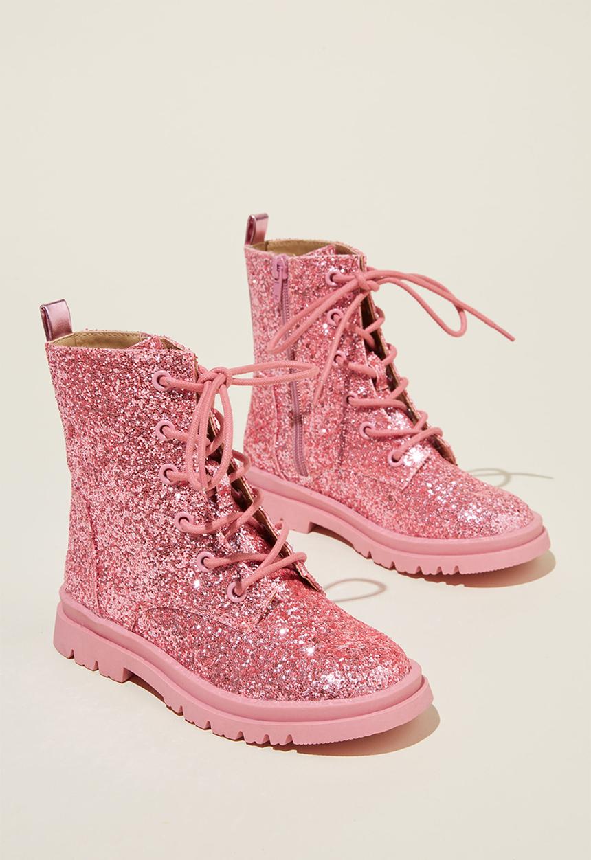 Cotton On - Combat lug boot - pink glitter