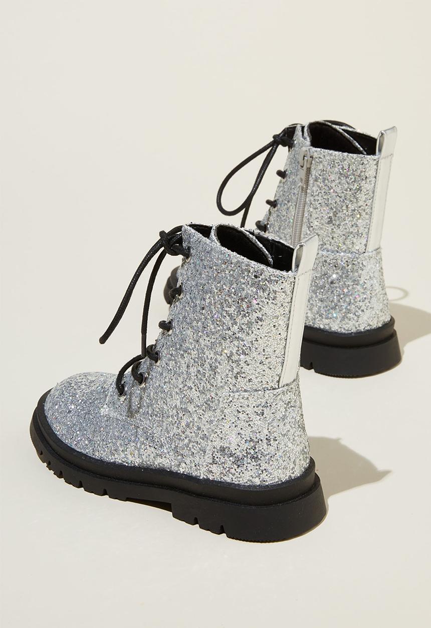 Cotton On - Combat lug boot - silver glitter