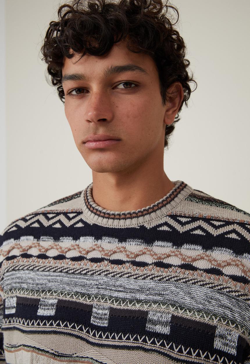 Cotton On - Garage Knit - Navy Multi Pattern