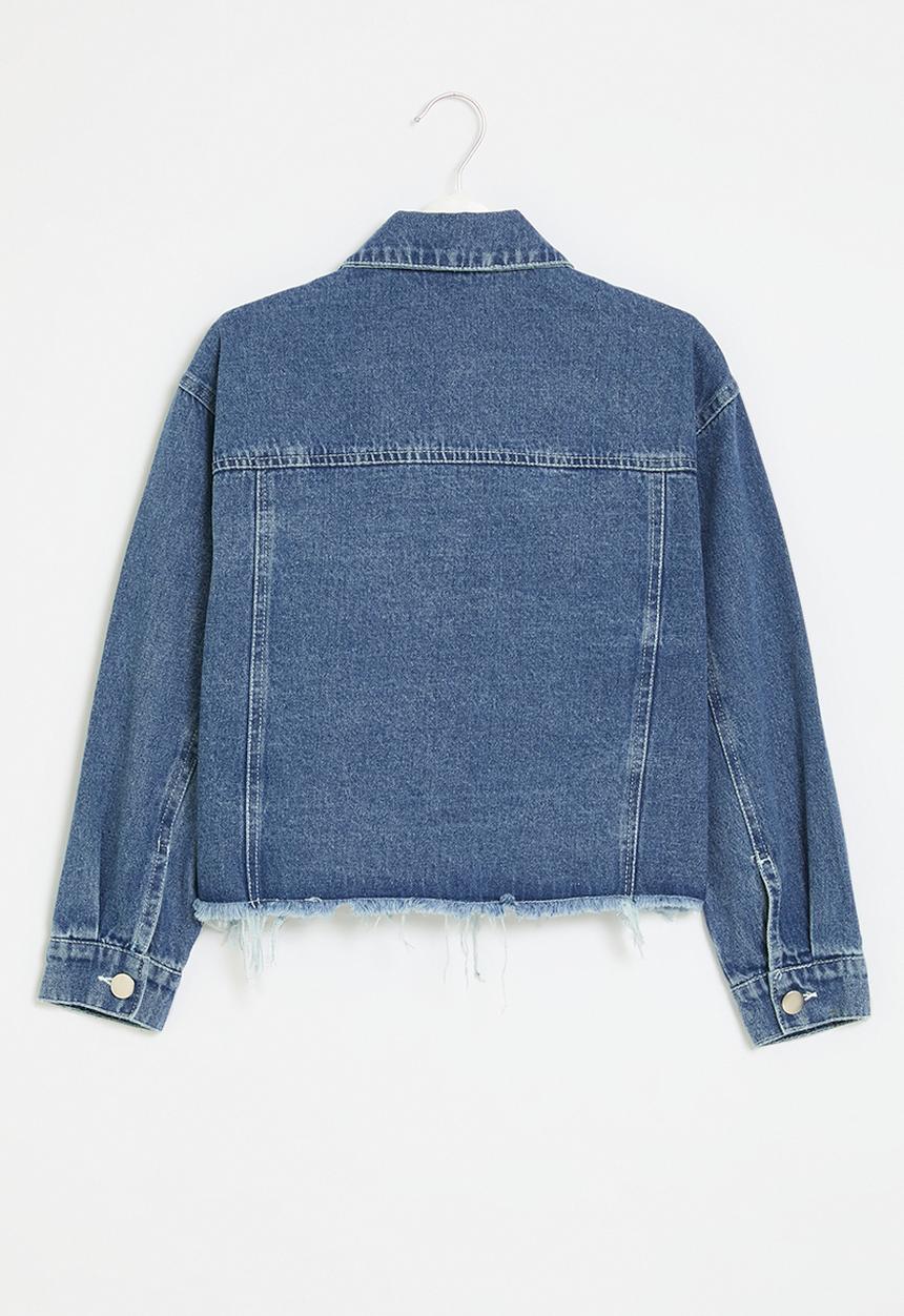 Pop Candy - Frayed denim jacket - blue