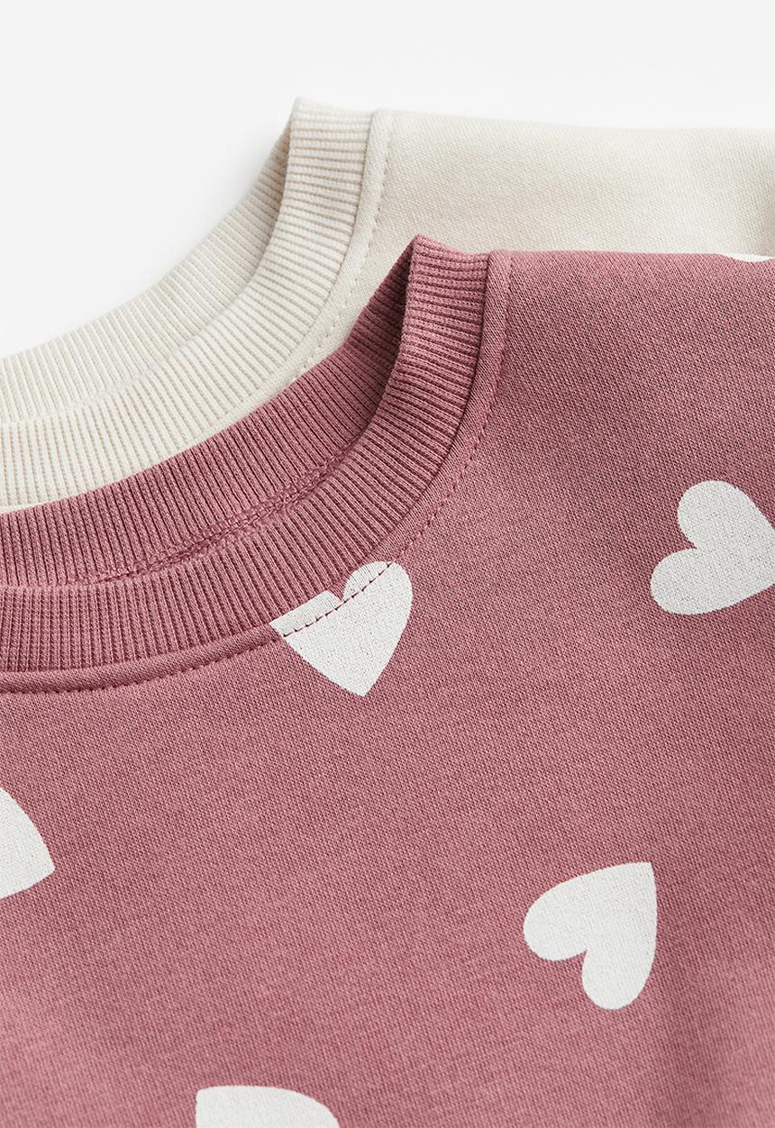 H&M - 2-Pack sweatshirts - old rose/hearts 