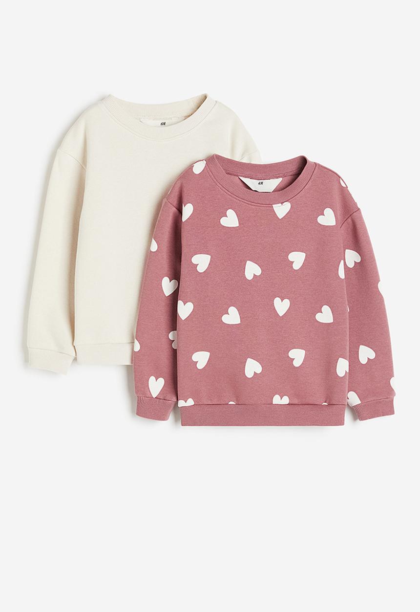 H&M - 2-Pack sweatshirts - old rose/hearts 