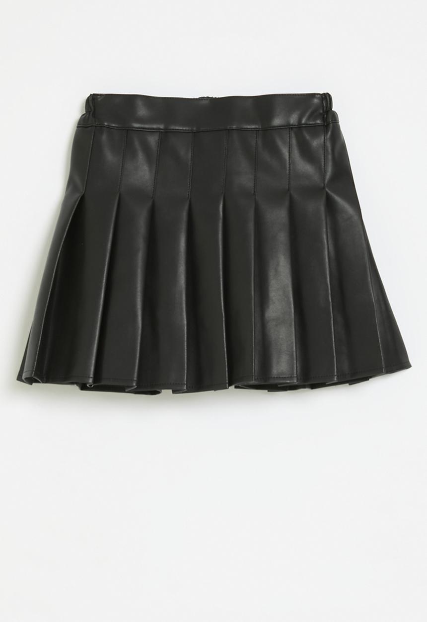 Pop Candy - Faux leather pleated skirt - black