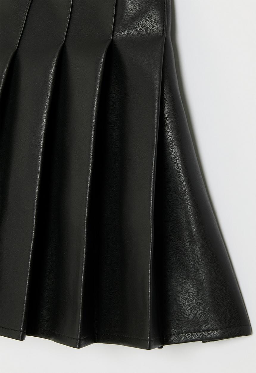 Pop Candy - Faux leather pleated skirt - black