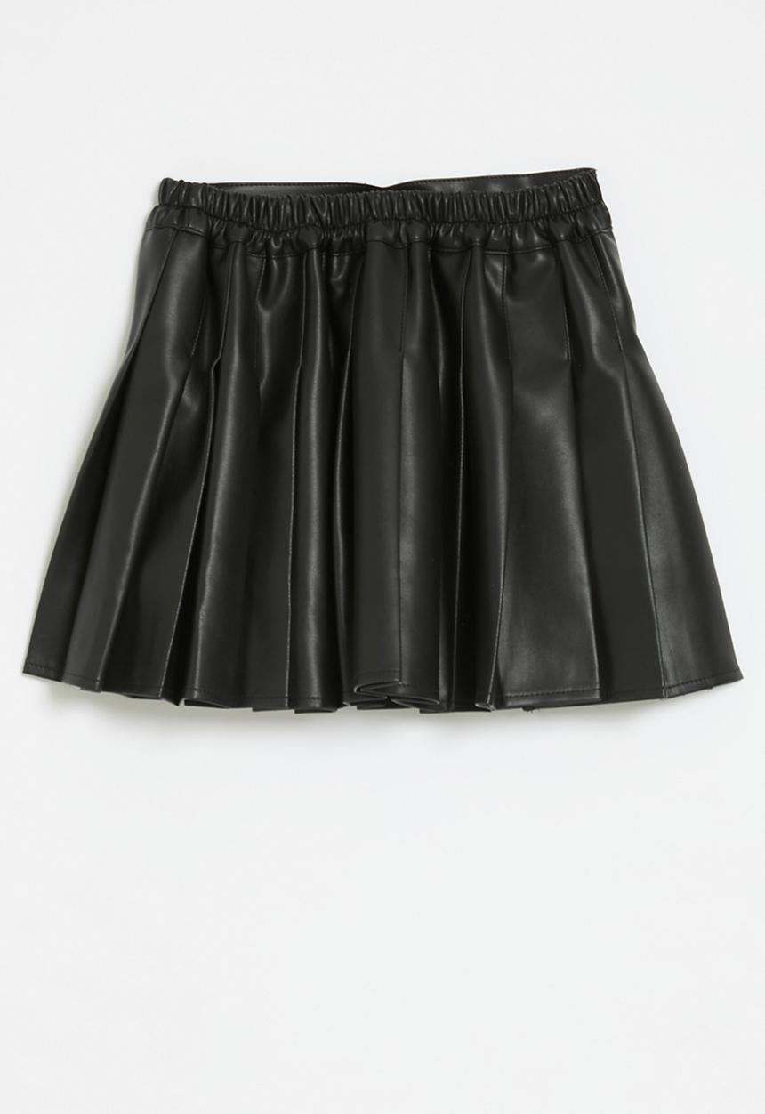 Pop Candy - Faux leather pleated skirt - black