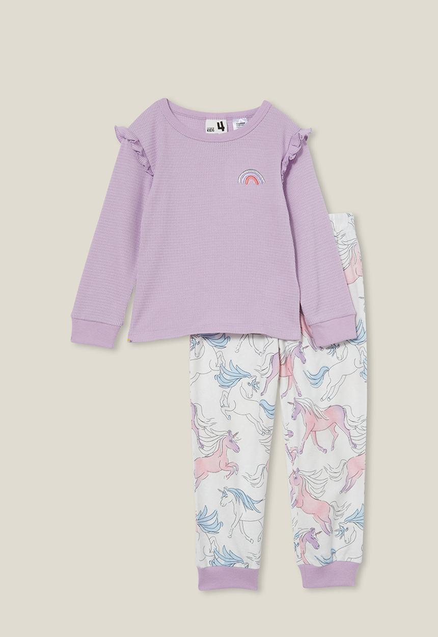 Cotton On - Willow long sleeve flutter pyjama set - lilac drop/ breezy unicorn