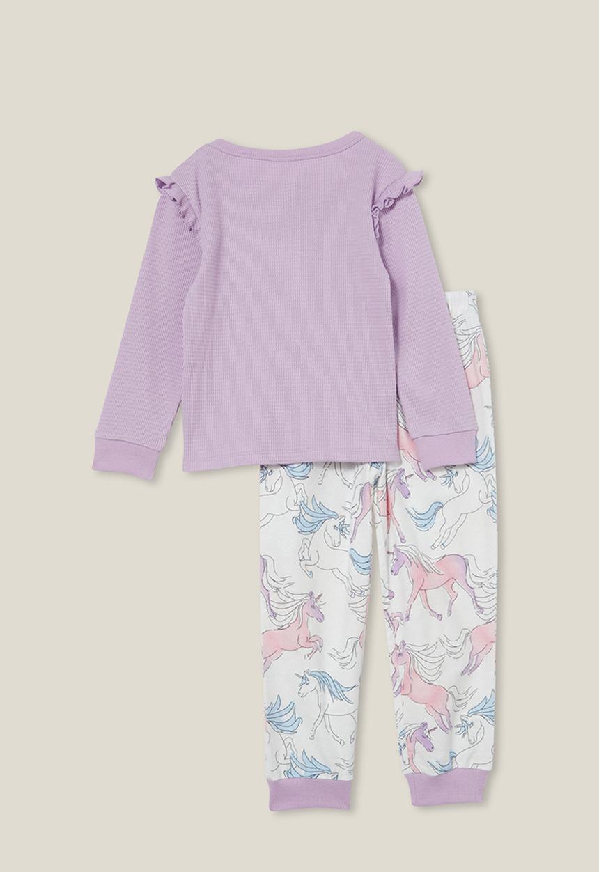 Cotton On - Willow long sleeve flutter pyjama set - lilac drop/ breezy unicorn