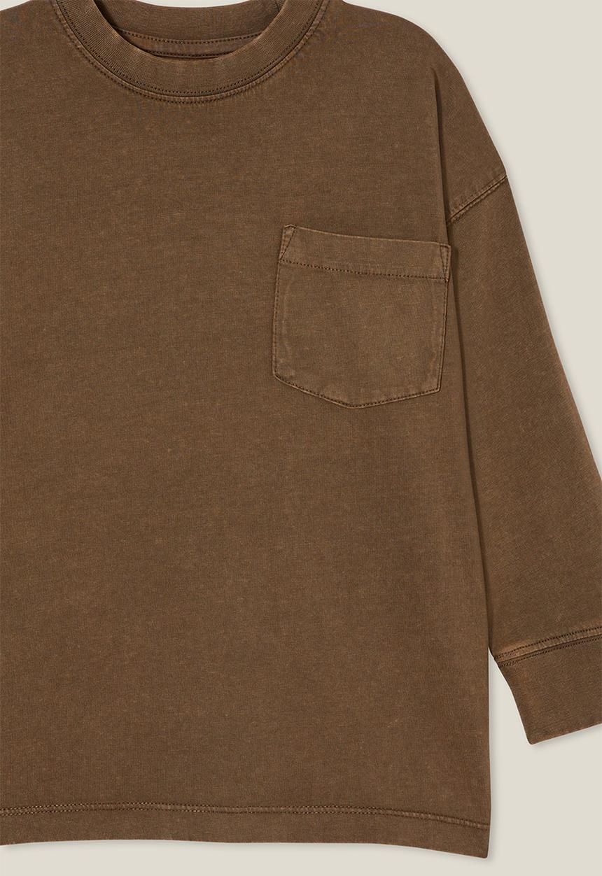 Cotton On - The essential long sleeve tee - hot choccy wash