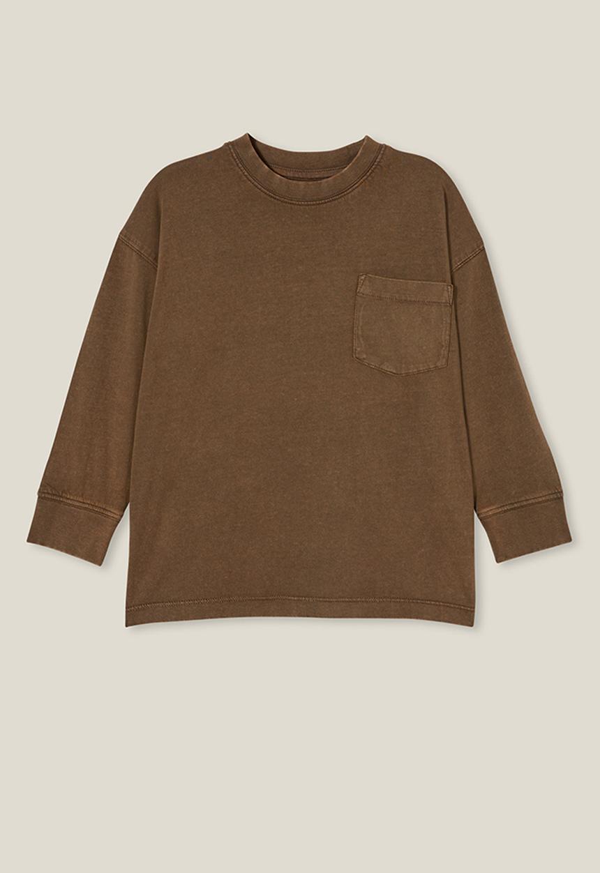 Cotton On - The essential long sleeve tee - hot choccy wash