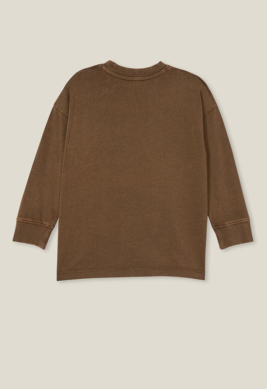 Cotton On - The essential long sleeve tee - hot choccy wash