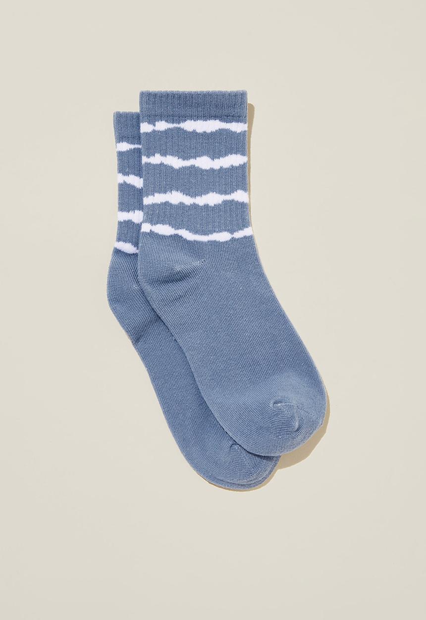 Cotton On - Single pack mid calf sock - dusty blue/linear tie dye