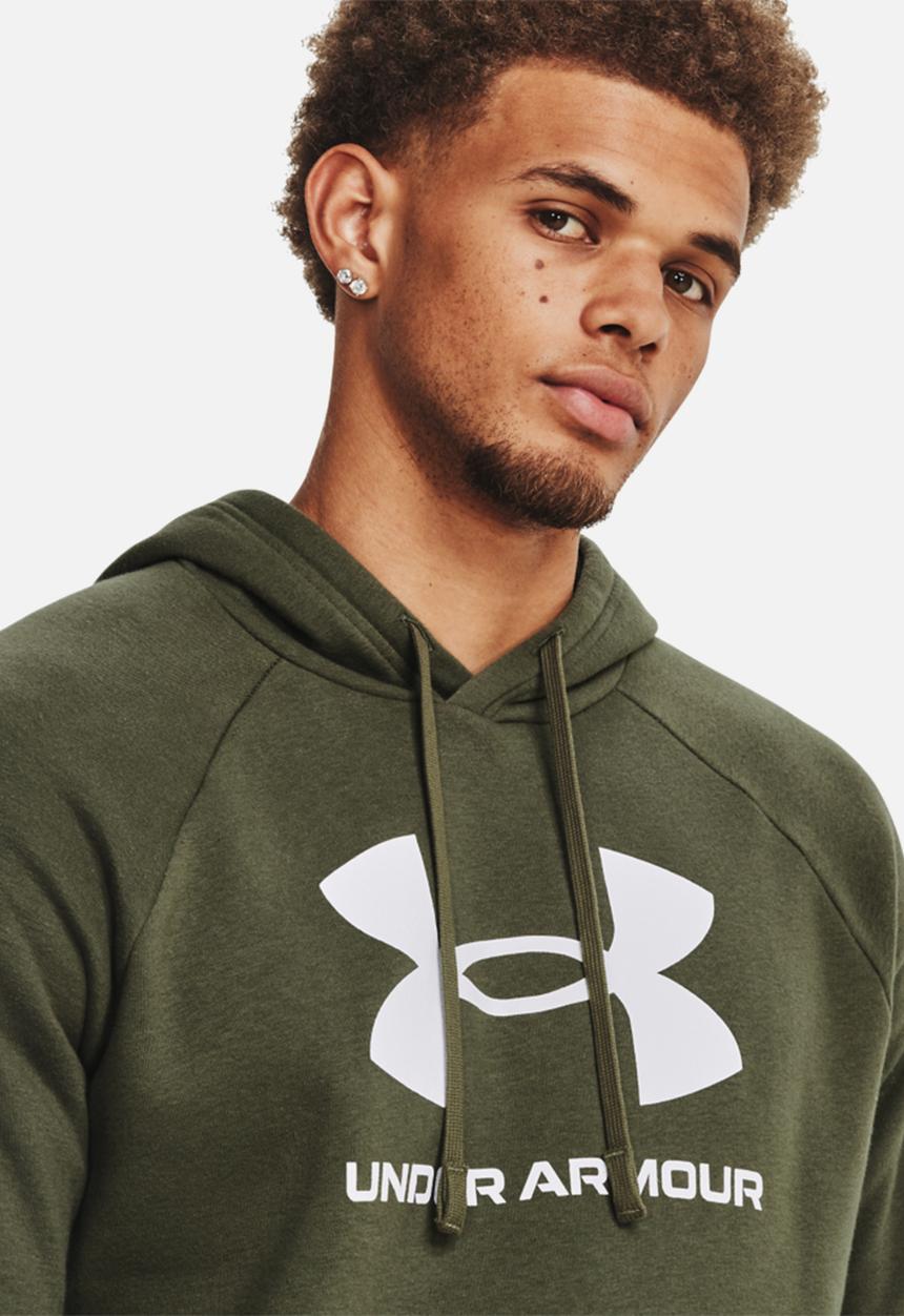 Under Armour - UA rival fleece logo hoody - marine od green/white
