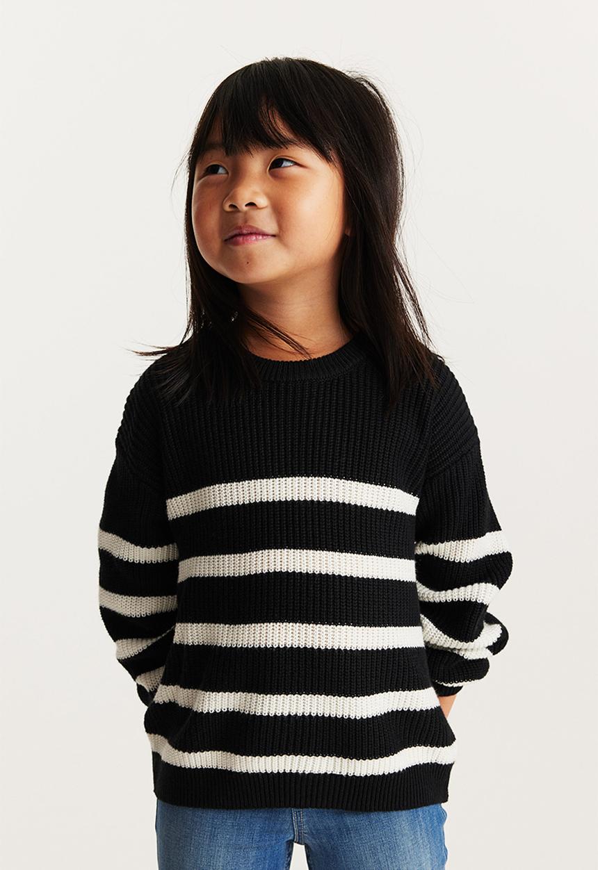 H&M - Textured-knit jumper - black & striped